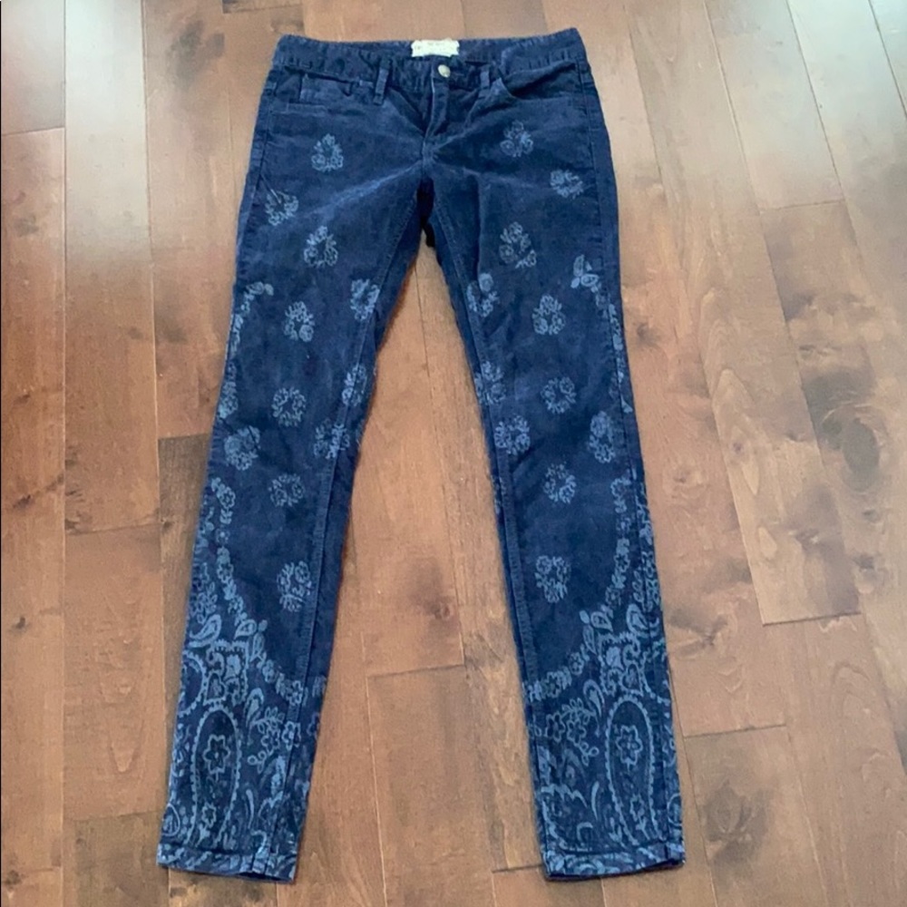 Free People Blue Corduroy Paisley Pants - Picture 2 of 5